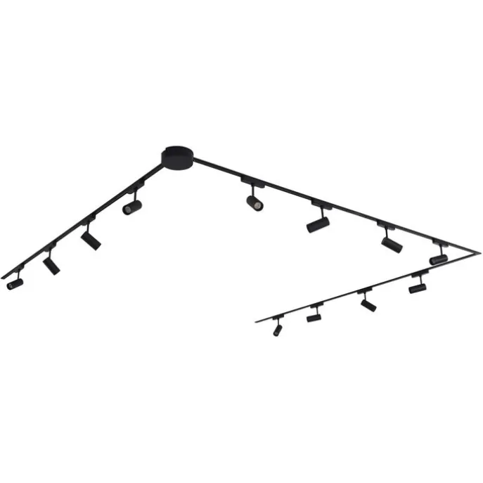 Modernes Schienensystem mit 12 schwarzen Strahlern 1-phasig 600 cm - Magnetic Gert