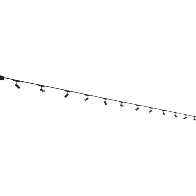 Modernes Schienensystem mit 12 schwarzen Strahlern 1-phasig 600 cm - Magnetic Gert