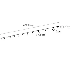 Modernes Schienensystem mit 12 schwarzen Strahlern 1-phasig 600 cm - Magnetic Gert
