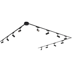 Modernes Schienensystem mit 12 schwarzen Strahlern 1-phasig 600 cm - Magnetic Gert