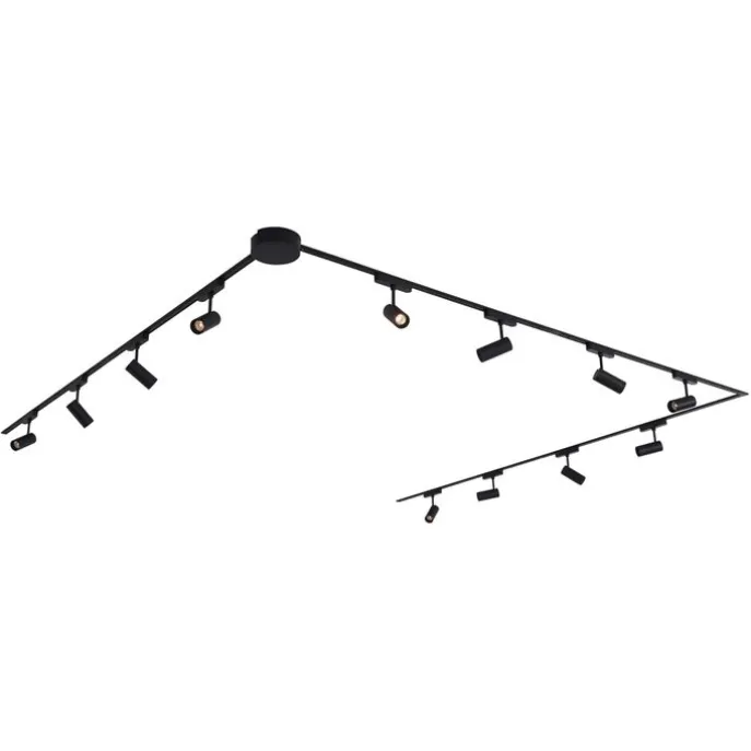 Modernes Schienensystem mit 12 schwarzen Strahlern 1-phasig 600 cm - Magnetic Gert