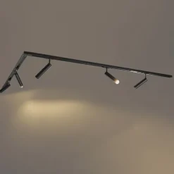 Modernes Schienensystem mit 5 schwarzen Strahlern 1-phasig - Iconic Ivy