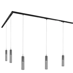 Modernes Schienensystem mit 5 schwarzen Pendelleuchten 1-phasig - Iconic Lloyd