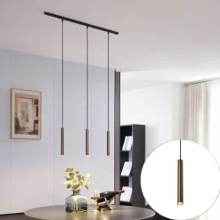 Modernes Schienensystem mit 3 Pendelleuchten Bronze 1-phasig - Slimline Keno
