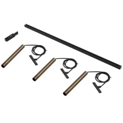 Modernes Schienensystem mit 3 Pendelleuchten Bronze 1-phasig - Slimline Keno