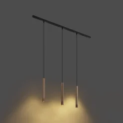 Modernes Schienensystem mit 3 Pendelleuchten Bronze 1-phasig - Slimline Keno