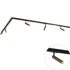 Modernes Schienensystem mit 5 Strahlern Dunkelbronze 1-phasig - Iconic Ivy