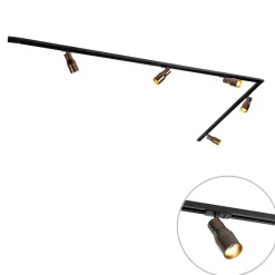 Modernes Schienensystem mit 5 Strahlern Dunkelbronze 1-phasig - Iconic Kohua