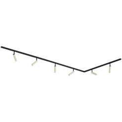 Modernes Schienensystem mit 6 Spots in Beige und Schwarz, 1-phasig - Slimline Uzzy