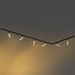 Modernes Schienensystem mit 6 Spots in Beige und Schwarz, 1-phasig - Slimline Uzzy