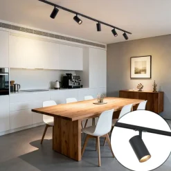 Modernes Schienensystem mit 5 Strahlern schwarz 1-phasig - Iconic Mark