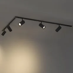Modernes Schienensystem mit 5 Strahlern schwarz 1-phasig - Iconic Mark