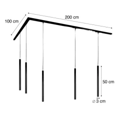 Modernes Schienensystem mit 5 Pendelleuchten Weiß 1-phasig - Iconic Frini