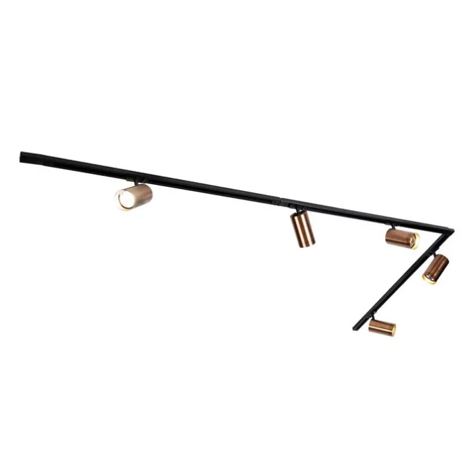 Modernes Schienensystem mit 5 Strahlern Dunkelbronze 1-Phasen GU10 70mm - Iconic Jeana Luxe