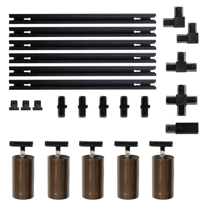 Modernes Schienensystem mit 5 Strahlern Dunkelbronze 1-Phasen GU10 70mm - Iconic Jeana Luxe