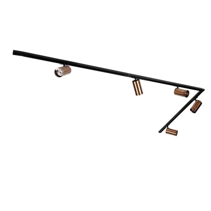 Modernes Schienensystem mit 5 Strahlern Dunkelbronze 1-Phasen GU10 70mm - Iconic Jeana Luxe