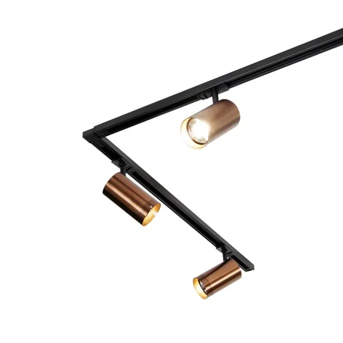 Modernes Schienensystem mit 5 Strahlern Dunkelbronze 1-Phasen GU10 70mm - Iconic Jeana Luxe