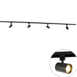 Modernes Schienensystem mit 4 Strahlern schwarz 1-phasig - Iconic Yade