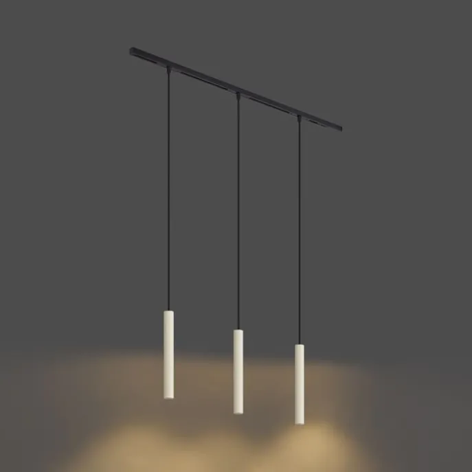 Modernes Schienensystem mit 3 Hängelampen Beige mit Schwarz 1-phasig - Slimline Keno