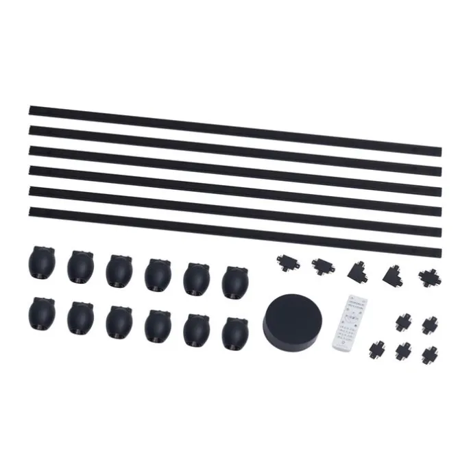 Modernes Schienensystem mit 12 schwarzen Strahlern 1-phasig - Magnetic Zagaye