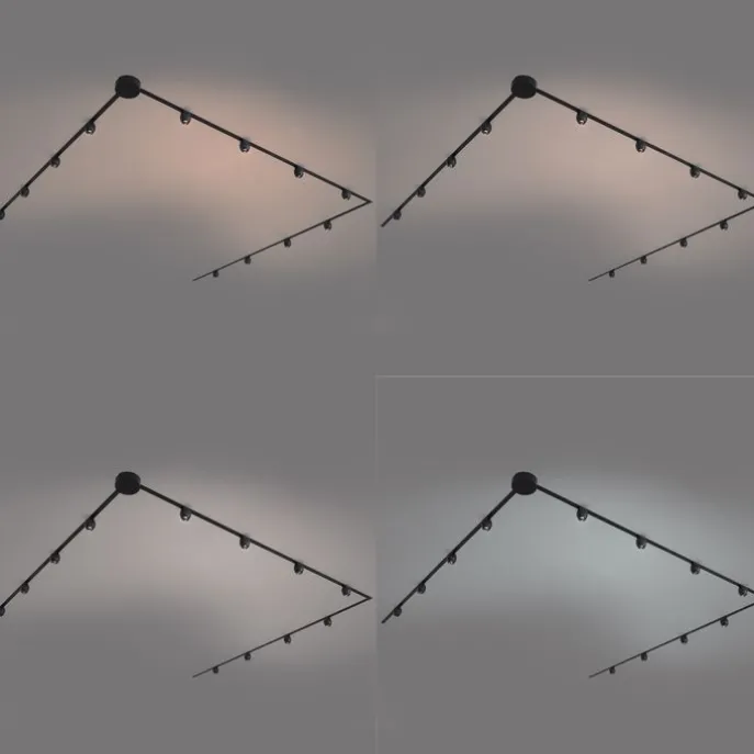 Modernes Schienensystem mit 12 schwarzen Strahlern 1-phasig - Magnetic Zagaye