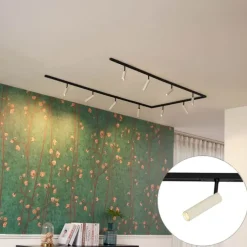 Modernes Schienensystem mit 10 Strahlern Beige und Schwarz 1-phasig - Slimline Uzzy