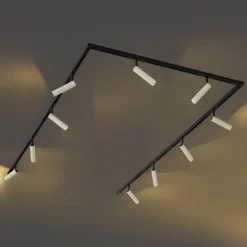 Modernes Schienensystem mit 10 Strahlern Beige und Schwarz 1-phasig - Slimline Uzzy