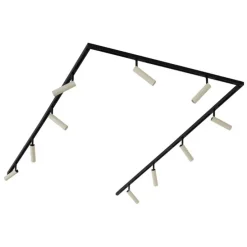 Modernes Schienensystem mit 10 Strahlern Beige und Schwarz 1-phasig - Slimline Uzzy