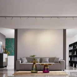 Modernes Schienensystem mit 10 Strahlern Beige und Schwarz 1-phasig - Slimline Uzzy