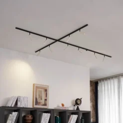 Modernes Schienensystem mit 10 Strahlern Beige und Schwarz 1-phasig - Slimline Uzzy