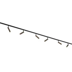 Modernes Schienensystem mit 6 dunkelbronzefarbenen Strahlern 1-phasig - Slimline Uzzy