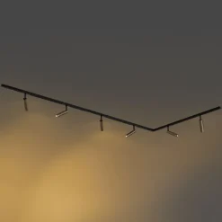 Modernes Schienensystem mit 6 dunkelbronzefarbenen Strahlern 1-phasig - Slimline Uzzy