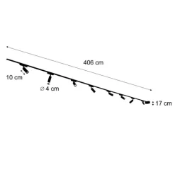 Modernes Schienensystem mit 8 schwarzen Strahlern 1-phasig - Magnetic Samson