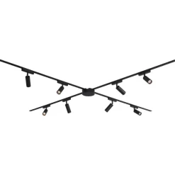 Modernes Schienensystem mit 8 schwarzen Strahlern 1-phasig - Magnetic Samson
