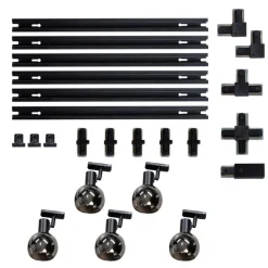 Modernes Schienensystem mit 5 schwarzen Strahlern 1-phasig - Iconic Lava