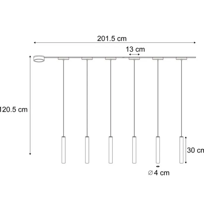 Modernes Schienensystem mit 6 schwarzen Pendelleuchten 1-phasig - Magnetic Cassie