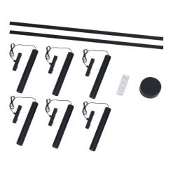 Modernes Schienensystem mit 6 schwarzen Pendelleuchten 1-phasig - Magnetic Cassie