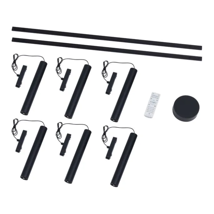 Modernes Schienensystem mit 6 schwarzen Pendelleuchten 1-phasig - Magnetic Cassie