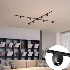 Modernes Schienensystem mit 8 schwarzen Strahlern 1-phasig - Magnetic Zagaye