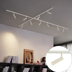 Modernes Schienensystem mit 10 Strahlern Beige und Weiß 1-phasig - Slimline Uzzy
