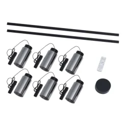 Modernes Schienensystem mit 6 schwarzen Pendelleuchten 1-phasig - Magnetic Vance