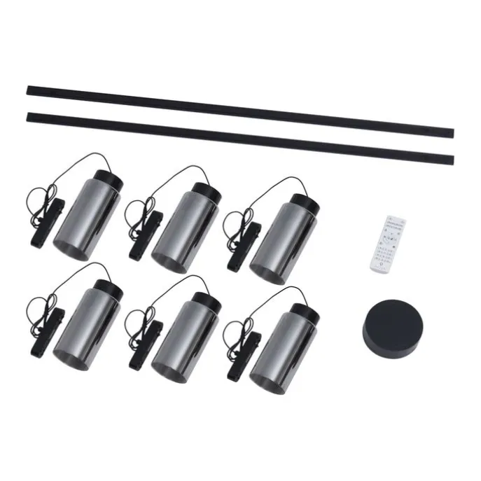 Modernes Schienensystem mit 6 schwarzen Pendelleuchten 1-phasig - Magnetic Vance