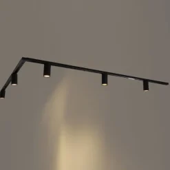 Modernes Schienensystem mit 5 schwarzen Strahlern 1-phasig GU10 35mm - Iconic Ruby