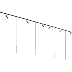 Modernes Schienensystem mit 6 Strahlern und 4 Pendelleuchten Beige mit Schwarz 1-phasig - Slimline Uzzy Keno