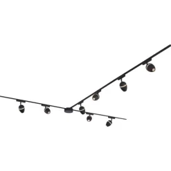 Modernes Schienensystem mit 8 schwarzen Strahlern 1-phasig - Magnetic Eggy