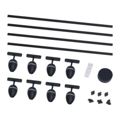 Modernes Schienensystem mit 8 schwarzen Strahlern 1-phasig - Magnetic Eggy