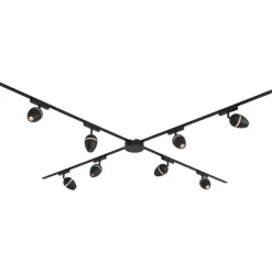 Modernes Schienensystem mit 8 schwarzen Strahlern 1-phasig - Magnetic Eggy