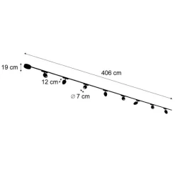 Modernes Schienensystem mit 8 schwarzen Strahlern 1-phasig - Magnetic Eggy