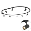 Modernes Schienensystem mit 8 schwarzen Strahlern, 1-phasig, oval, 200cm - Iconic Jeana