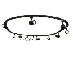 Modernes Schienensystem mit 8 schwarzen Strahlern, 1-phasig, oval, 200cm - Iconic Jeana